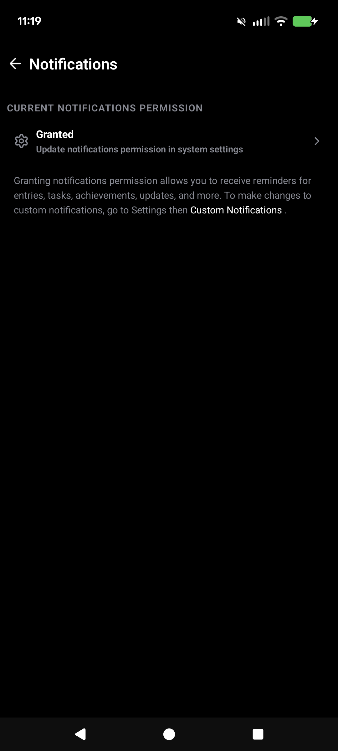 Allowing Mindwell notifications in device settings